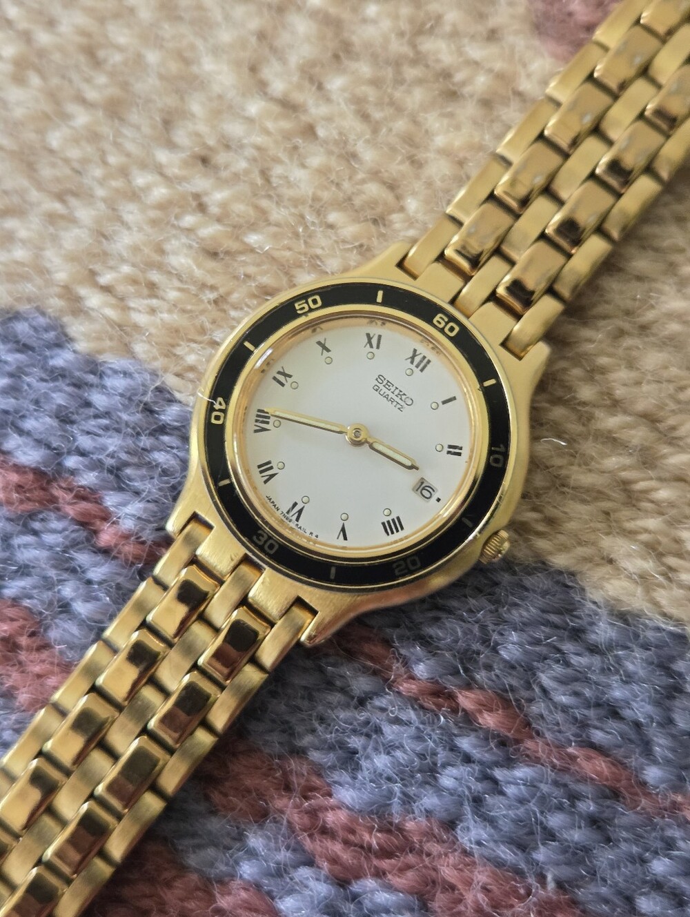 Vintage Seiko Gold Tone Quartz Dress Watch Women’s 27mm 7N89-6A19 New Battery